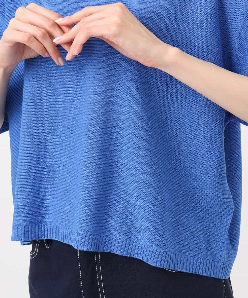 FKFHA60110 MK MICHEL KLEIN(MK ミッシェルクラン) 五分袖サマーニット ブルー