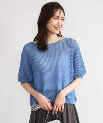 FKFHD60130 MK MICHEL KLEIN [洗える]クロップド丈シアーリブニット