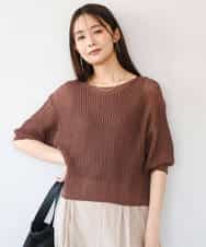 FKFHD60130 MK MICHEL KLEIN(MK ミッシェルクラン) [洗える]クロップド丈シアーリブニット ブルー