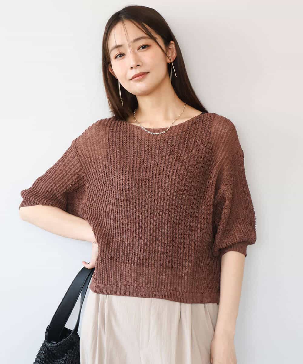 FKFHD60130 MK MICHEL KLEIN(MK ミッシェルクラン) [洗える]クロップド丈シアーリブニット ブルー