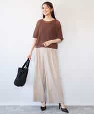 FKFHD60130 MK MICHEL KLEIN(MK ミッシェルクラン) [洗える]クロップド丈シアーリブニット ブルー