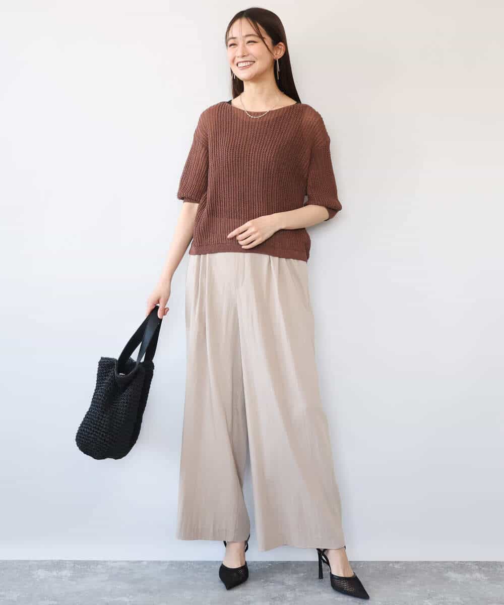 FKFHD60130 MK MICHEL KLEIN(MK ミッシェルクラン) [洗える]クロップド丈シアーリブニット ブルー