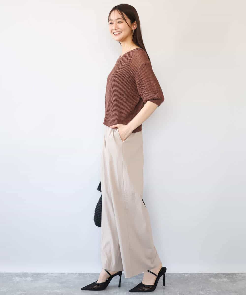 FKFHD60130 MK MICHEL KLEIN(MK ミッシェルクラン) [洗える]クロップド丈シアーリブニット ブルー