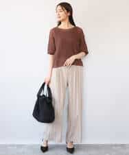 FKFHD60130 MK MICHEL KLEIN(MK ミッシェルクラン) [洗える]クロップド丈シアーリブニット ブルー