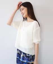 FKFHD60130 MK MICHEL KLEIN(MK ミッシェルクラン) [洗える]クロップド丈シアーリブニット ブルー