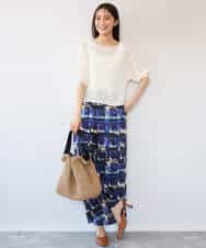 FKFHD60130 MK MICHEL KLEIN(MK ミッシェルクラン) [洗える]クロップド丈シアーリブニット ブルー