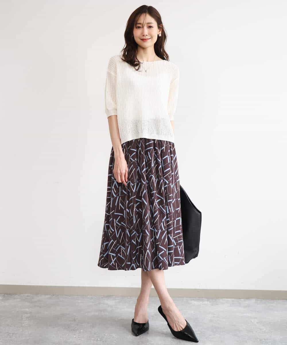 FKFHD60130 MK MICHEL KLEIN(MK ミッシェルクラン) [洗える]クロップド丈シアーリブニット ブルー