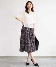 FKFHD60130 MK MICHEL KLEIN(MK ミッシェルクラン) [洗える]クロップド丈シアーリブニット ブルー