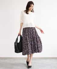 FKFHD60130 MK MICHEL KLEIN(MK ミッシェルクラン) [洗える]クロップド丈シアーリブニット ブルー