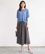 FKFHD60130 MK MICHEL KLEIN(MK ミッシェルクラン) [洗える]クロップド丈シアーリブニット ブルー