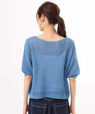 FKFHD60130 MK MICHEL KLEIN(MK ミッシェルクラン) [洗える]クロップド丈シアーリブニット ブルー