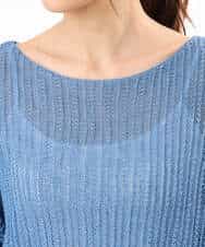 FKFHD60130 MK MICHEL KLEIN(MK ミッシェルクラン) [洗える]クロップド丈シアーリブニット ブルー