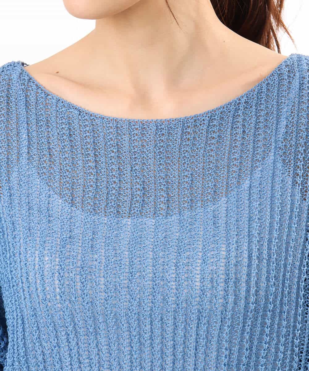 FKFHD60130 MK MICHEL KLEIN(MK ミッシェルクラン) [洗える]クロップド丈シアーリブニット ブルー