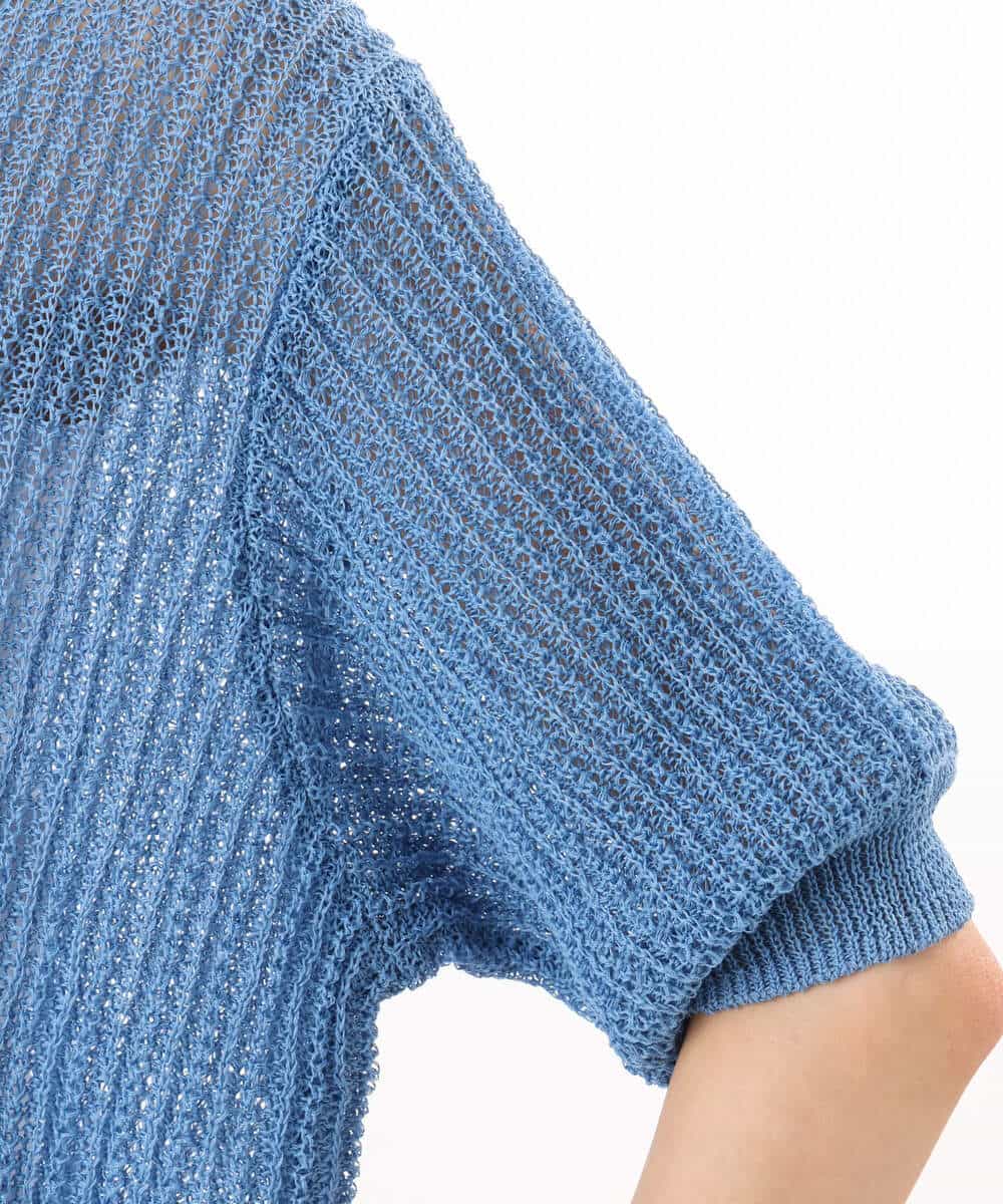 FKFHD60130 MK MICHEL KLEIN(MK ミッシェルクラン) [洗える]クロップド丈シアーリブニット ブルー