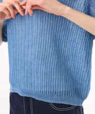 FKFHD60130 MK MICHEL KLEIN(MK ミッシェルクラン) [洗える]クロップド丈シアーリブニット ブルー