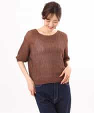 FKFHD60130 MK MICHEL KLEIN(MK ミッシェルクラン) [洗える]クロップド丈シアーリブニット ブルー