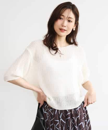 FKFHD60130 MK MICHEL KLEIN [洗える]クロップド丈シアーリブニット