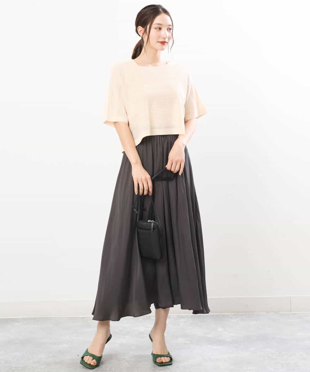 FKFIS36140 MK MICHEL KLEIN(MK ミッシェルクラン) 幾何レースショートニットアンサンブル/洗える ブルー