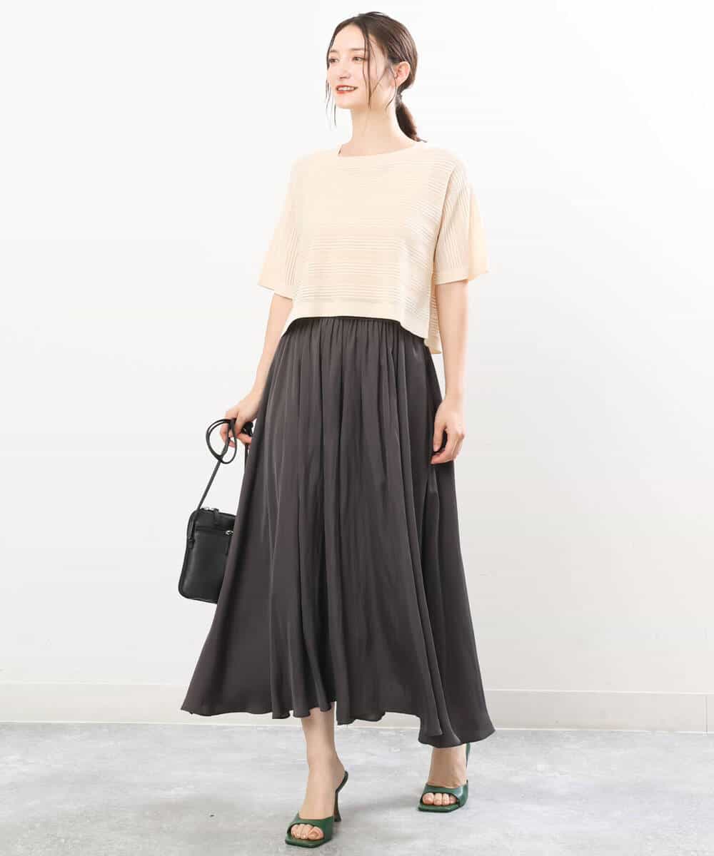FKFIS36140 MK MICHEL KLEIN(MK ミッシェルクラン) 幾何レースショートニットアンサンブル/洗える ブルー