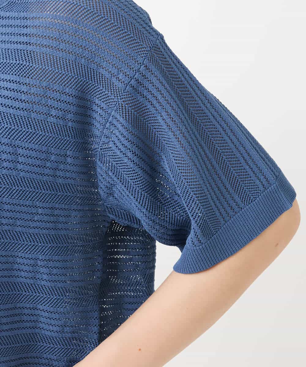 FKFIS36140 MK MICHEL KLEIN(MK ミッシェルクラン) 幾何レースショートニットアンサンブル/洗える ブルー