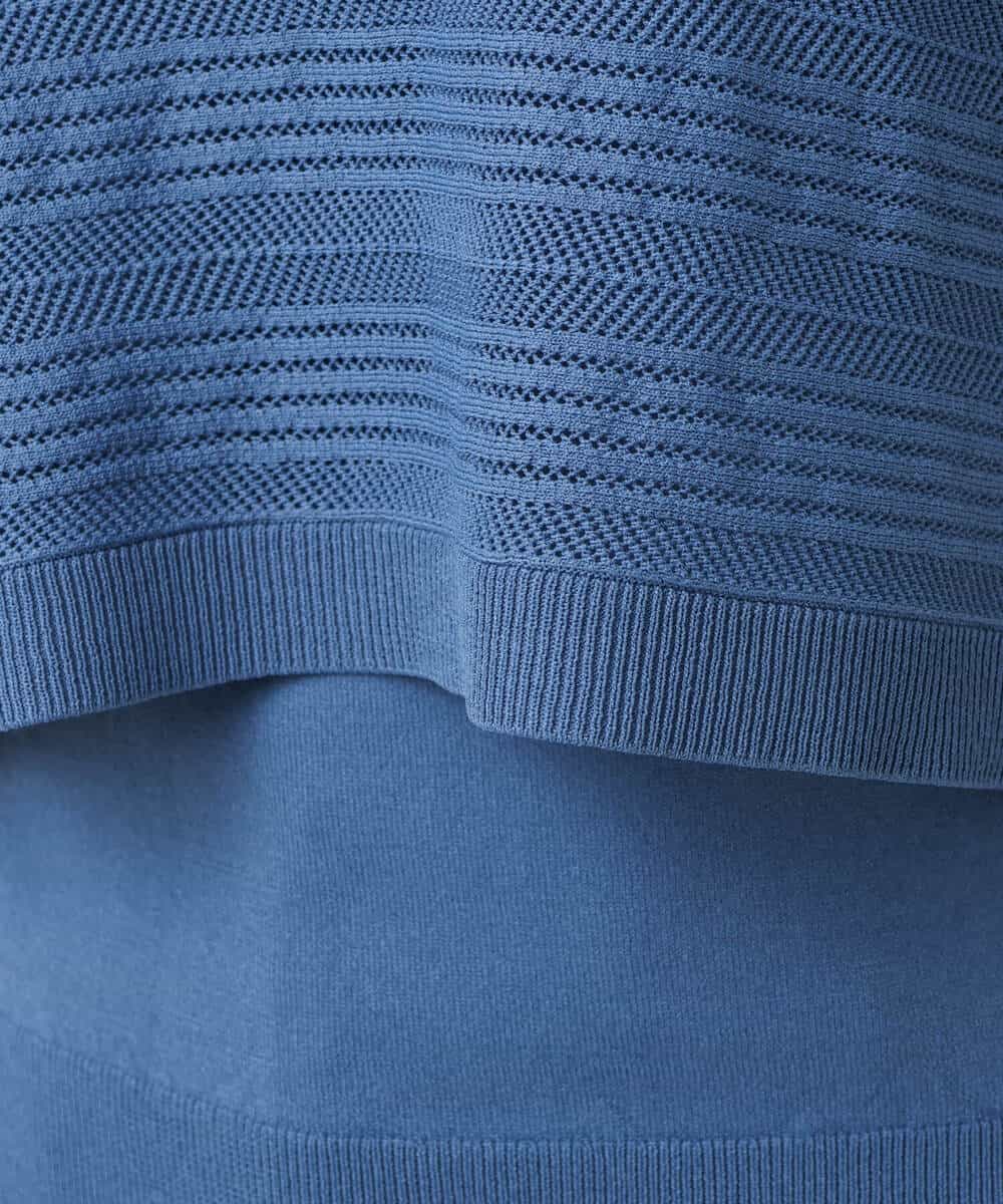 FKFIS36140 MK MICHEL KLEIN(MK ミッシェルクラン) 幾何レースショートニットアンサンブル/洗える ブルー