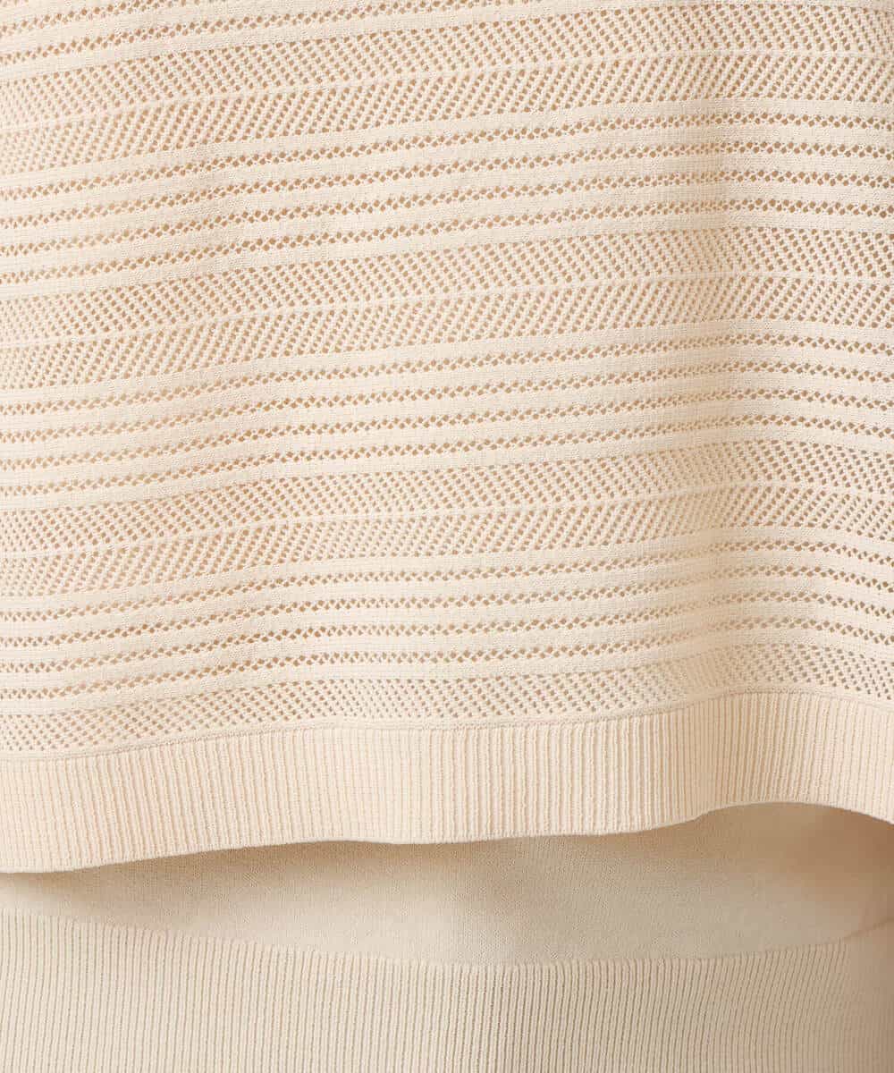 FKFIS36140 MK MICHEL KLEIN(MK ミッシェルクラン) 幾何レースショートニットアンサンブル/洗える ブルー