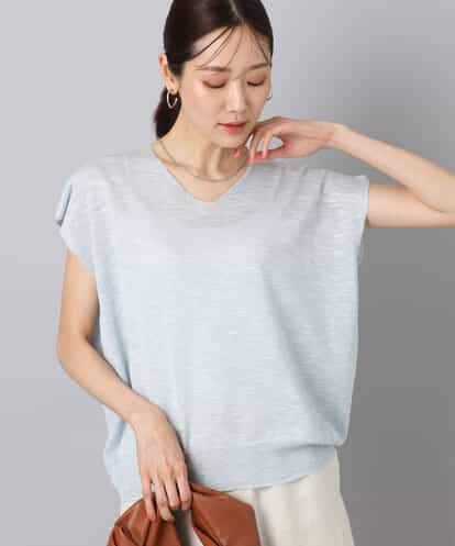 FKFJA70120 MK MICHEL KLEIN フレンチスリーブラメニット/洗える