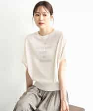 FKFJD21140 MK MICHEL KLEIN(MK ミッシェルクラン) [洗える]前後2wayラメロゴデザイン シアーニット ネイビー