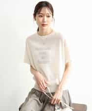 FKFJD21140 MK MICHEL KLEIN(MK ミッシェルクラン) [洗える]前後2wayラメロゴデザイン シアーニット ネイビー