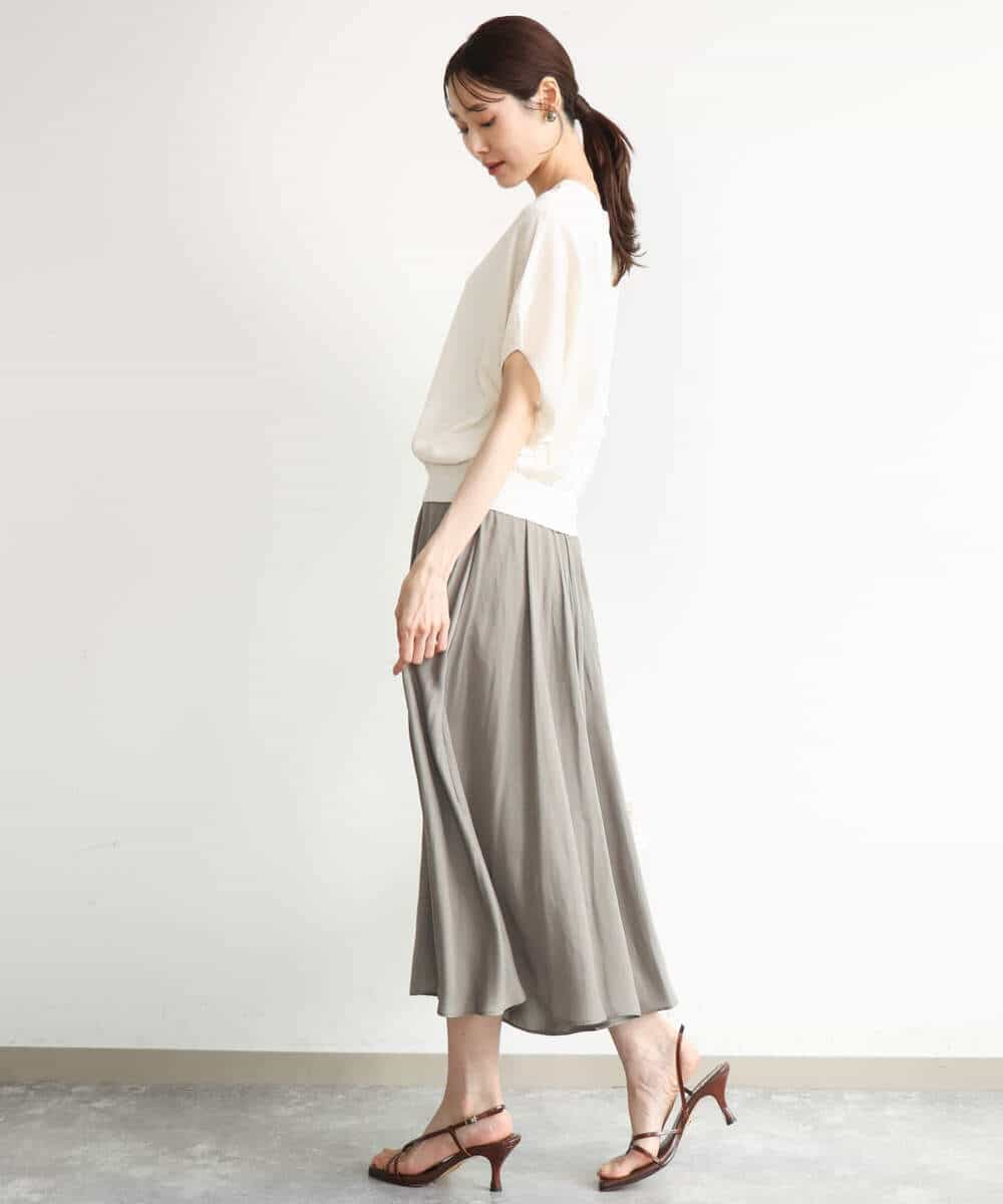 FKFJD21140 MK MICHEL KLEIN(MK ミッシェルクラン) [洗える]前後2wayラメロゴデザイン シアーニット ネイビー