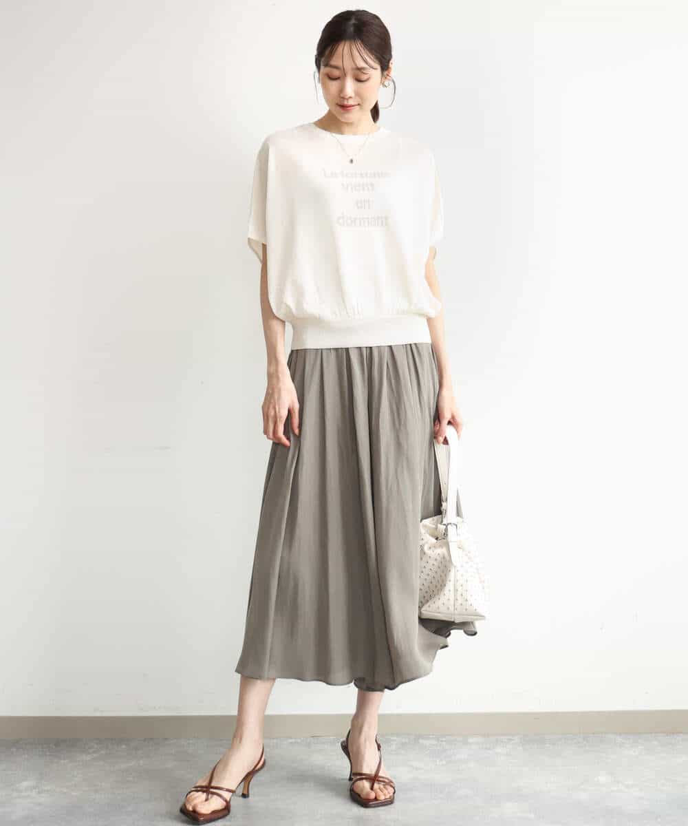 FKFJD21140 MK MICHEL KLEIN(MK ミッシェルクラン) [洗える]前後2wayラメロゴデザイン シアーニット ネイビー