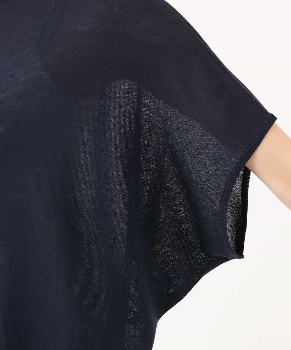 FKFJD21140 MK MICHEL KLEIN(MK ミッシェルクラン) [洗える]前後2wayラメロゴデザイン シアーニット ネイビー