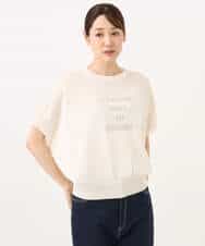 FKFJD21140 MK MICHEL KLEIN(MK ミッシェルクラン) [洗える]前後2wayラメロゴデザイン シアーニット ネイビー