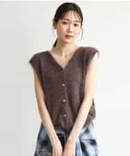 FKFJD22120 MK MICHEL KLEIN(MK ミッシェルクラン) [洗える]前後2wayシャギーニットジレ ピンクグレージュ