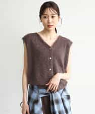 FKFJD22120 MK MICHEL KLEIN(MK ミッシェルクラン) [洗える]前後2wayシャギーニットジレ ピンクグレージュ