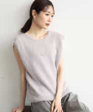 FKFJD22120 MK MICHEL KLEIN(MK ミッシェルクラン) [洗える]前後2wayシャギーニットジレ ピンクグレージュ