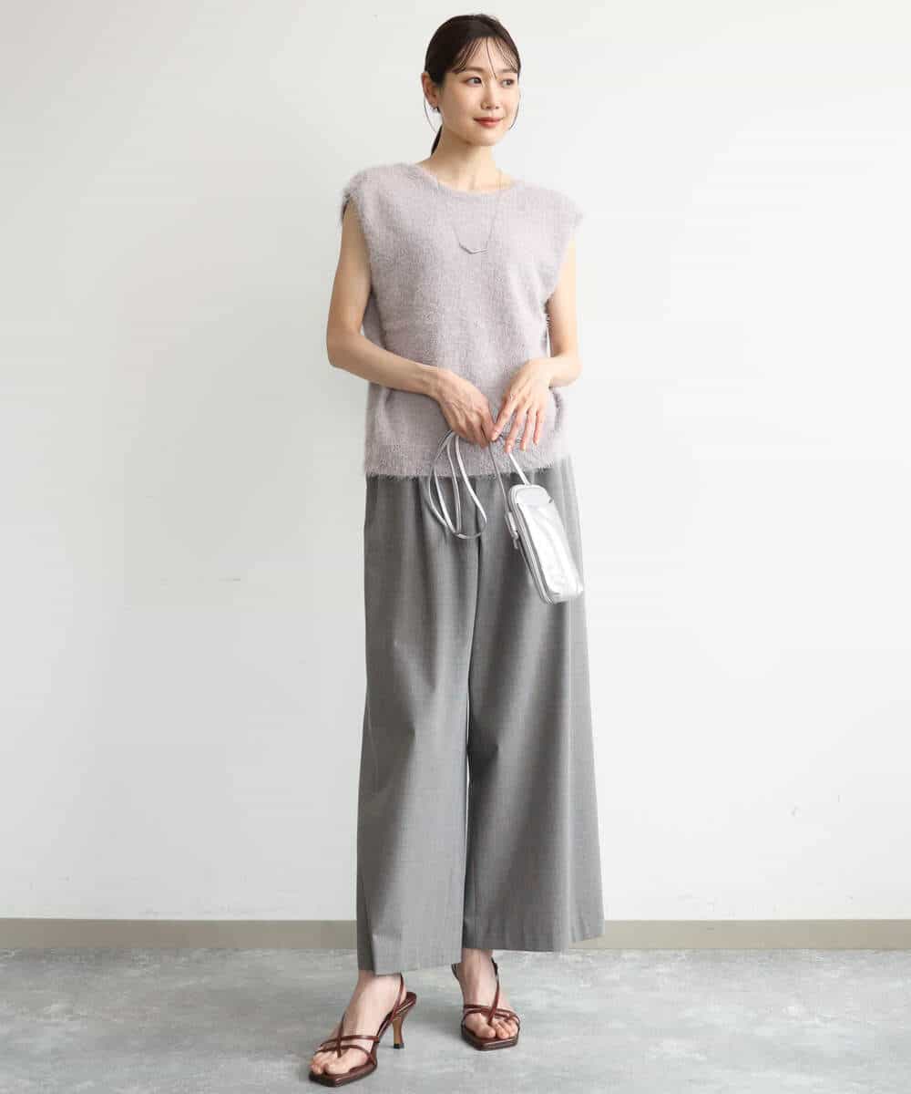 FKFJD22120 MK MICHEL KLEIN(MK ミッシェルクラン) [洗える]前後2wayシャギーニットジレ ピンクグレージュ