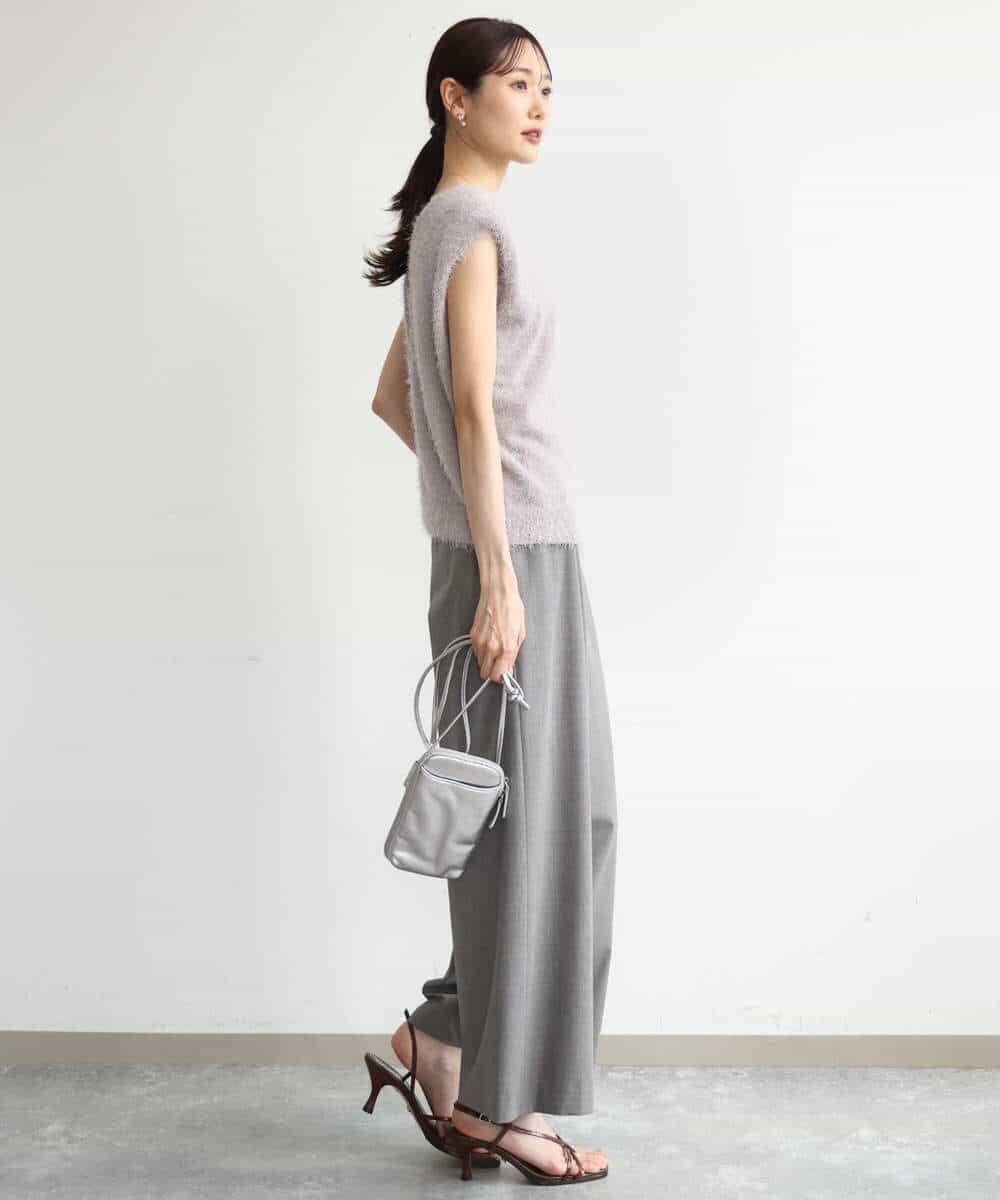 FKFJD22120 MK MICHEL KLEIN(MK ミッシェルクラン) [洗える]前後2wayシャギーニットジレ ピンクグレージュ