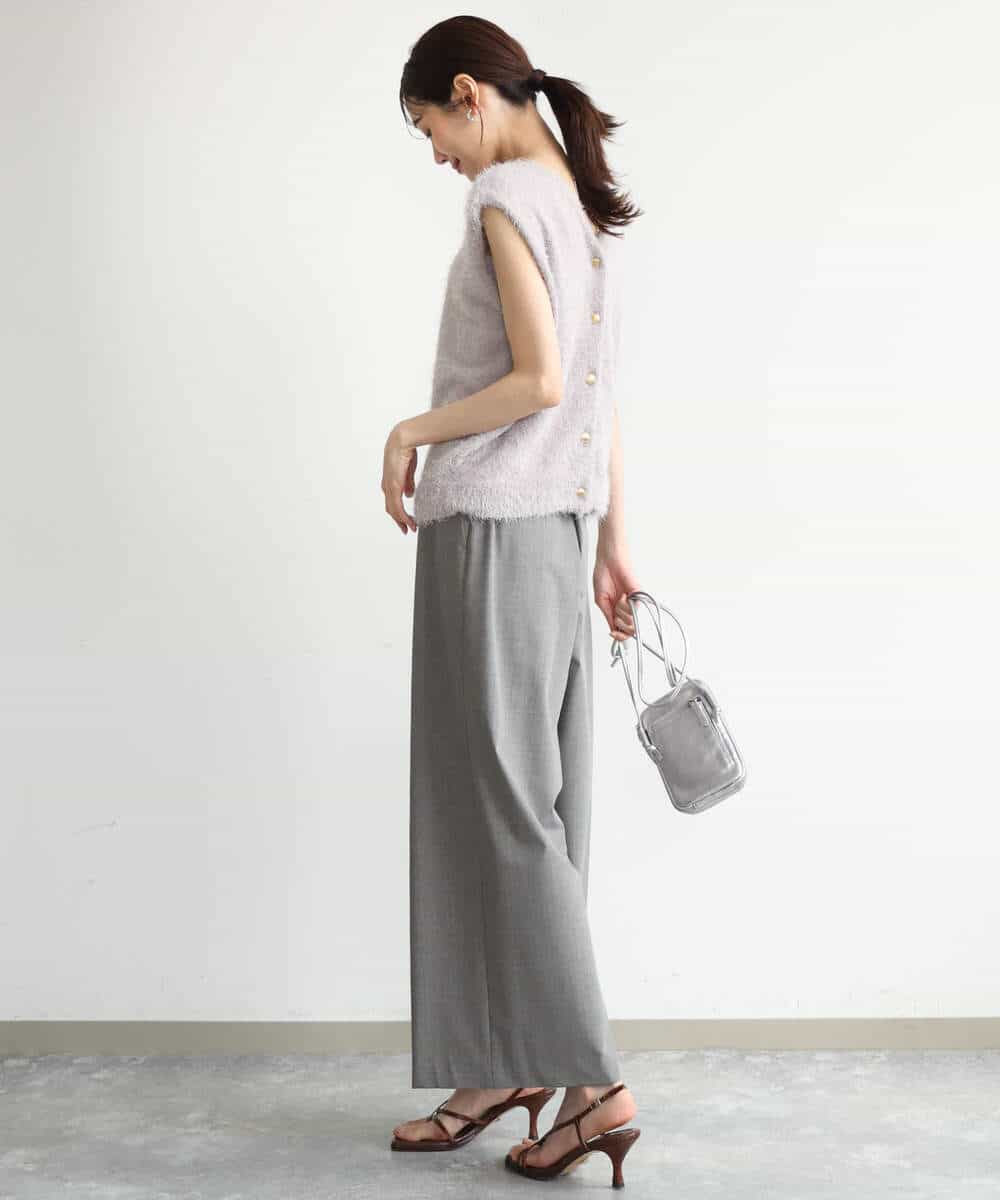 FKFJD22120 MK MICHEL KLEIN(MK ミッシェルクラン) [洗える]前後2wayシャギーニットジレ ピンクグレージュ
