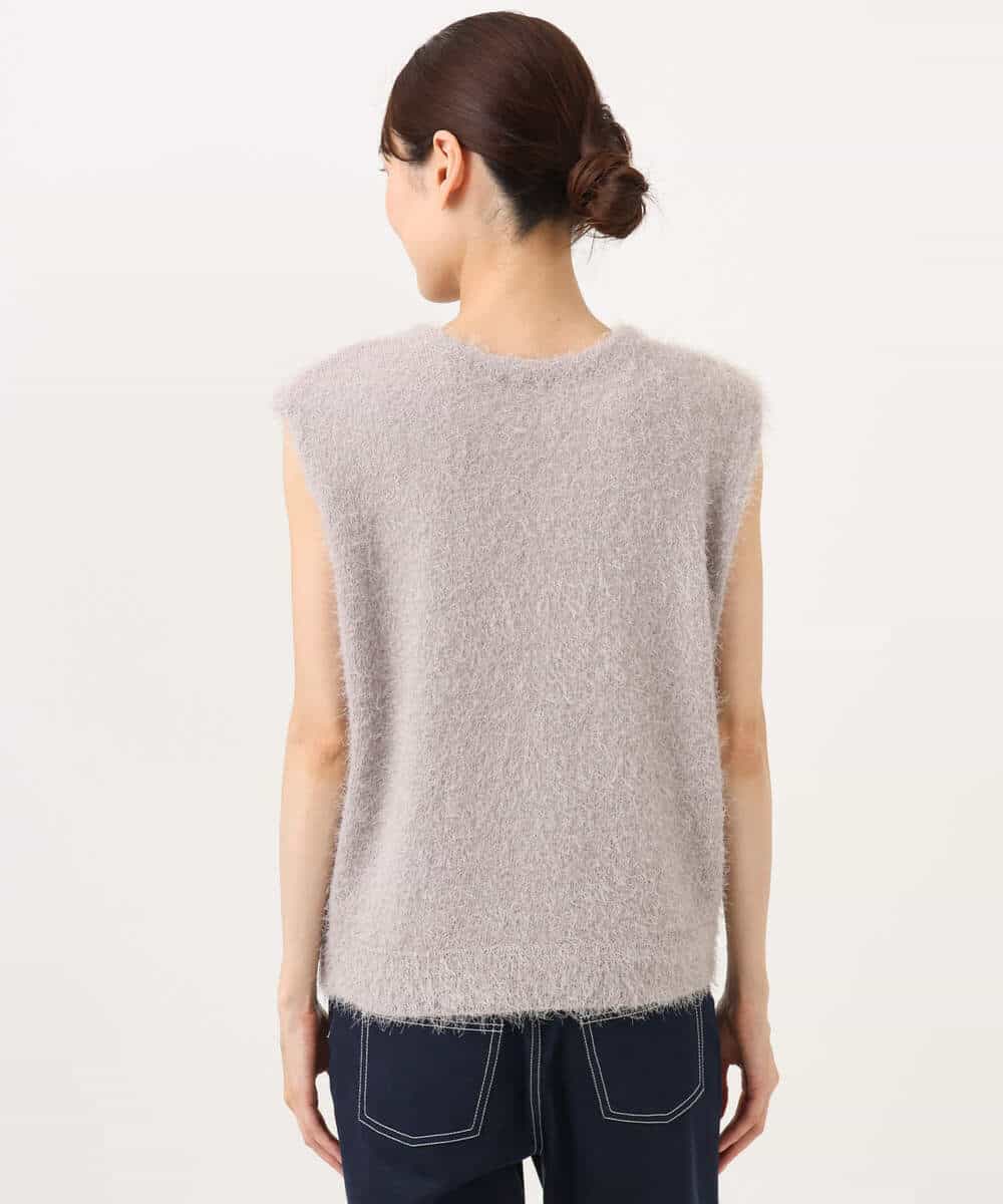 FKFJD22120 MK MICHEL KLEIN(MK ミッシェルクラン) [洗える]前後2wayシャギーニットジレ ピンクグレージュ