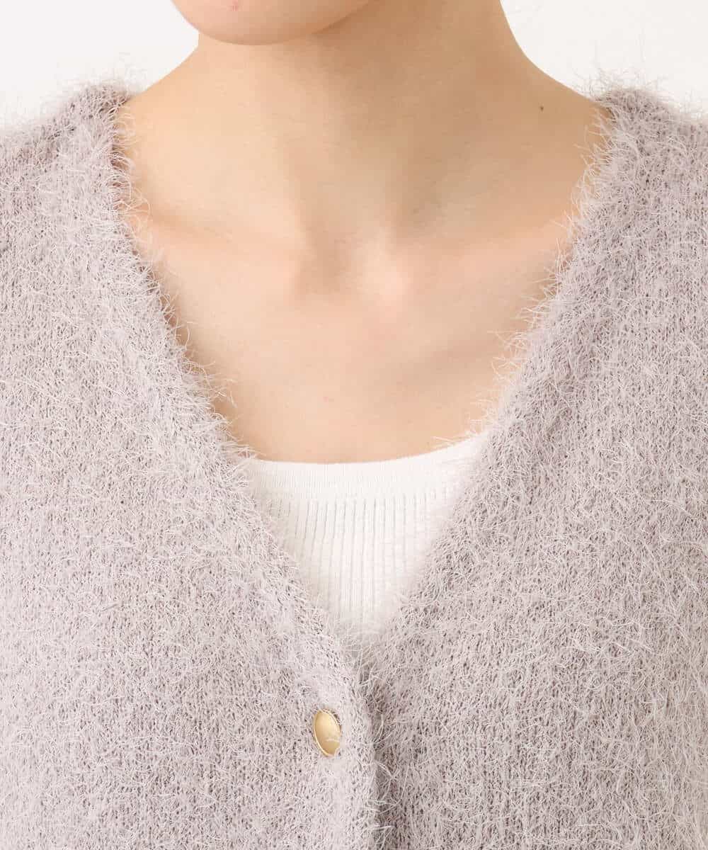 FKFJD22120 MK MICHEL KLEIN(MK ミッシェルクラン) [洗える]前後2wayシャギーニットジレ ピンクグレージュ
