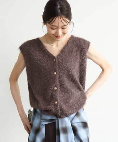 FKFJD22120 MK MICHEL KLEIN [洗える]前後2wayシャギーニットジレ