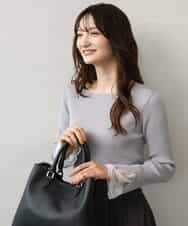 FKFJD31130 MK MICHEL KLEIN(MK ミッシェルクラン) [洗える]袖レースデザインリブニット グレー