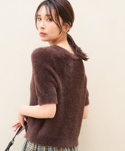 FKFJD32130 MK MICHEL KLEIN [洗える]半袖シャギーニット