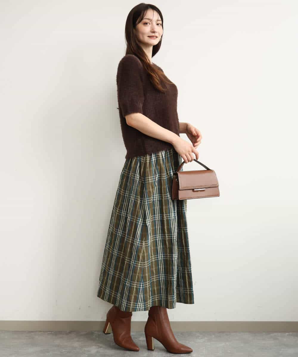 FKFJD32130 MK MICHEL KLEIN(MK ミッシェルクラン) [洗える]半袖シャギーニット マスタード