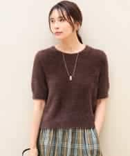 FKFJD32130 MK MICHEL KLEIN(MK ミッシェルクラン) [洗える]半袖シャギーニット マスタード