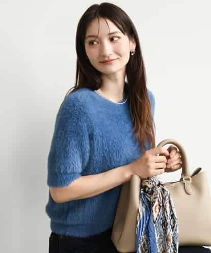 FKFJD32130 MK MICHEL KLEIN [洗える]半袖シャギーニット
