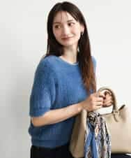 FKFJD32130 MK MICHEL KLEIN(MK ミッシェルクラン) [洗える]半袖シャギーニット ブルー
