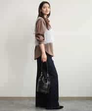 FKFJD33070 MK MICHEL KLEIN(MK ミッシェルクラン) [洗える/前後2way]ラメフェザーヤーンニットジレ ネイビー