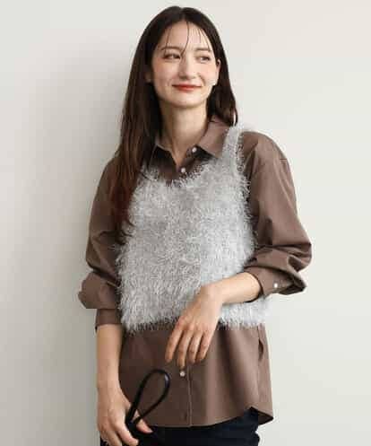 FKFJD33070 MK MICHEL KLEIN [洗える/前後2way]ラメフェザーヤーンニットジレ